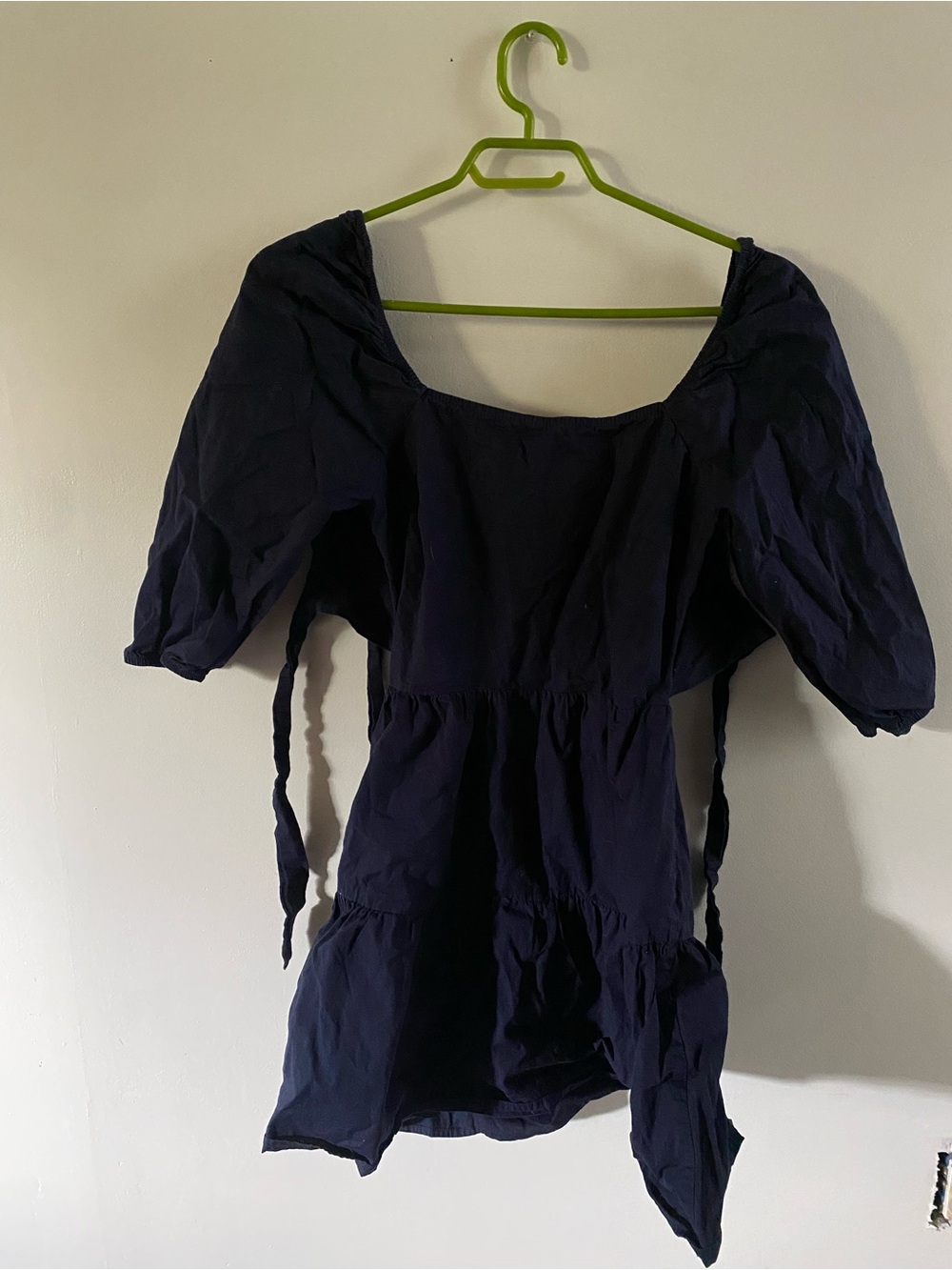 Adelyn Rae Navy Puff Sleeve Peasant Tunic